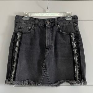 Free People Denim Embroidered Skirt
